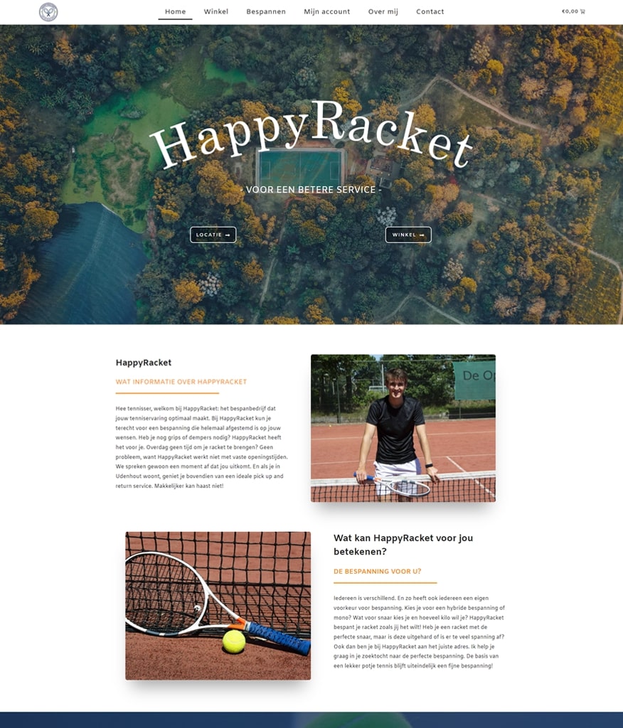 happy racket portfolio website